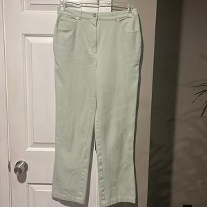 St. John Sport by Marie Gray Pants Mint Green With Gold button Size 8